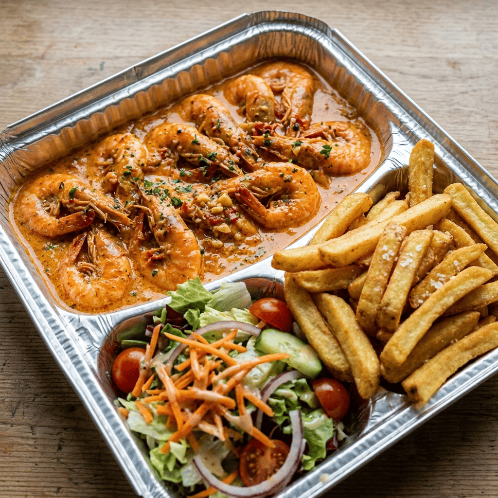 Scampi diabolique schotel